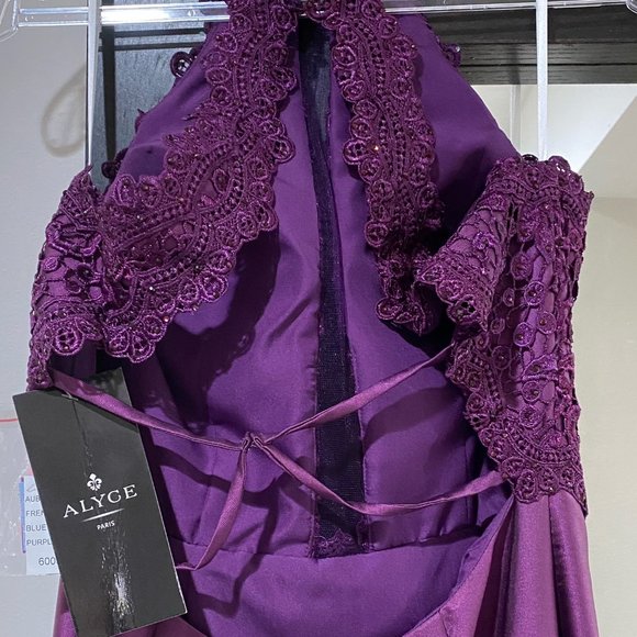 Alyce 60058 Aubergine Mermaid Halter Dress - Picture 4 of 5